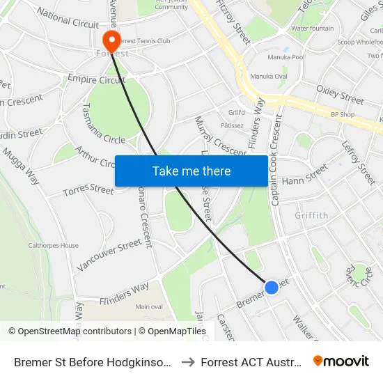 Bremer St Before Hodgkinson St to Forrest ACT Australia map