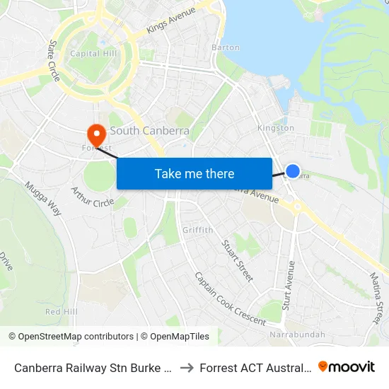 Canberra Railway Stn Burke Cr to Forrest ACT Australia map