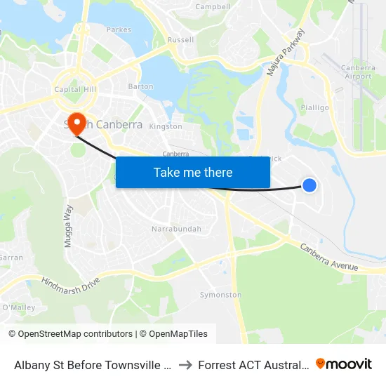 Albany St Before Townsville St to Forrest ACT Australia map