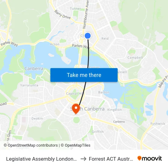 Legislative Assembly London Cct to Forrest ACT Australia map