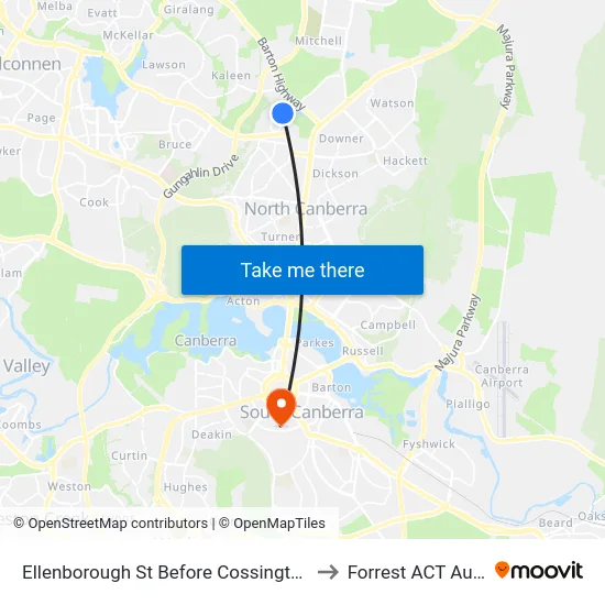 Ellenborough St Before Cossington Smith St to Forrest ACT Australia map