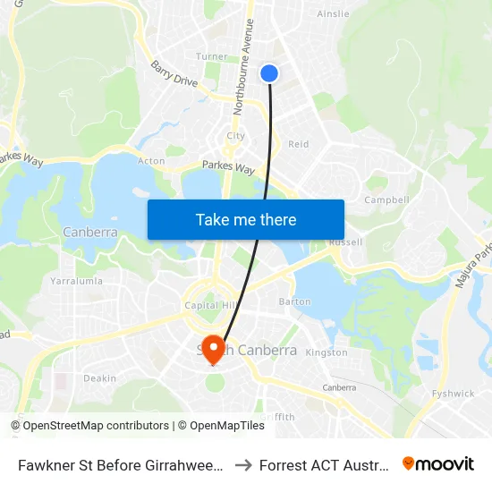 Fawkner St Before Girrahween St to Forrest ACT Australia map