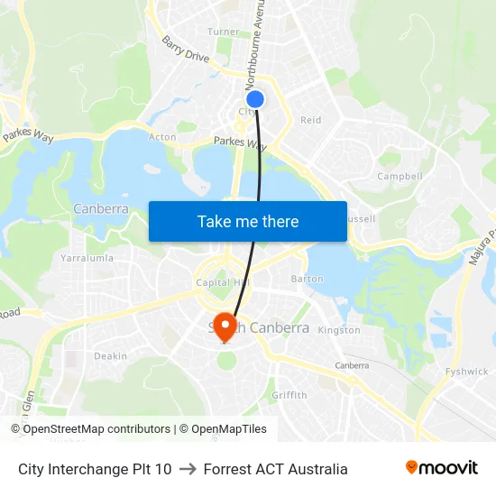 City Interchange Plt 10 to Forrest ACT Australia map
