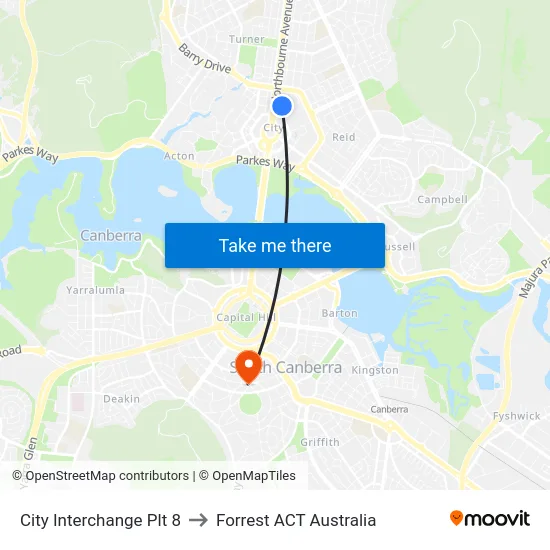 City Interchange Plt 8 to Forrest ACT Australia map
