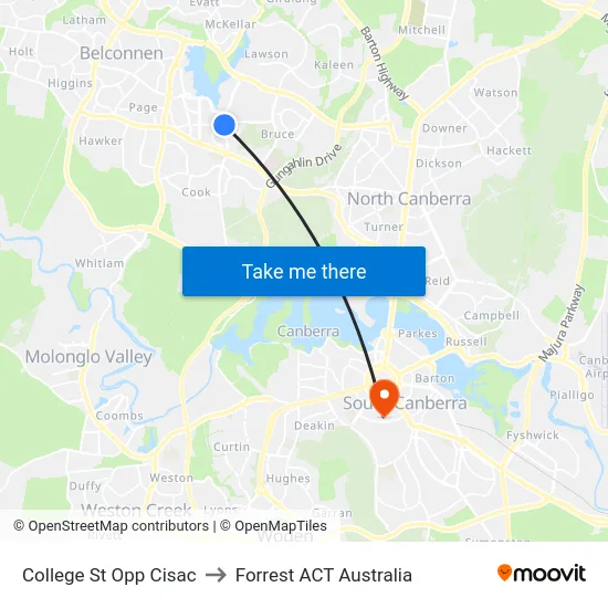 College St Opp Cisac to Forrest ACT Australia map