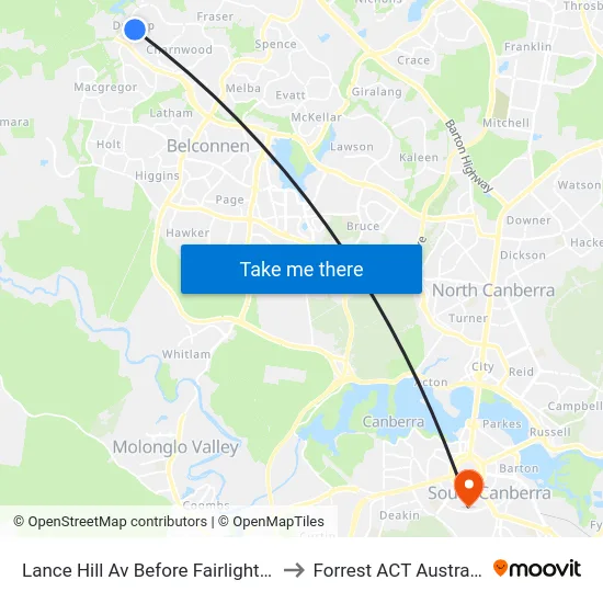 Lance Hill Av Before Fairlight St to Forrest ACT Australia map
