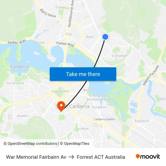 War Memorial Fairbairn Av to Forrest ACT Australia map