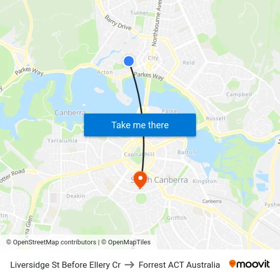 Liversidge St Before Ellery Cr to Forrest ACT Australia map