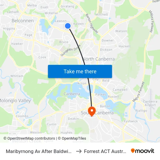 Maribyrnong Av After Baldwin Dr to Forrest ACT Australia map