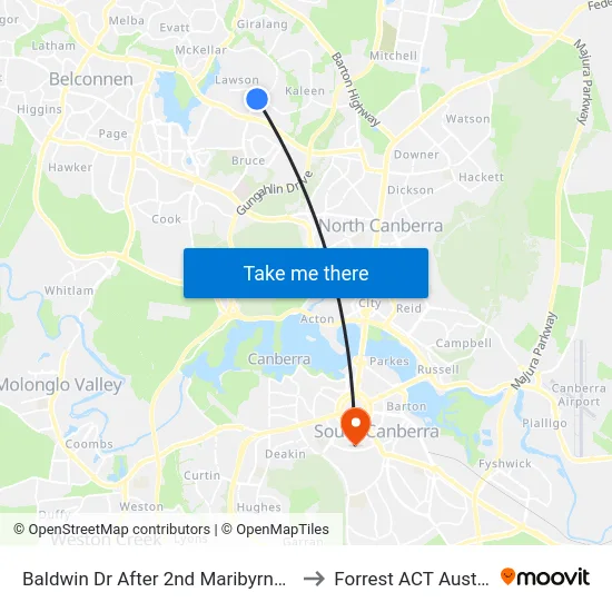 Baldwin Dr After 2nd Maribyrnong Av to Forrest ACT Australia map