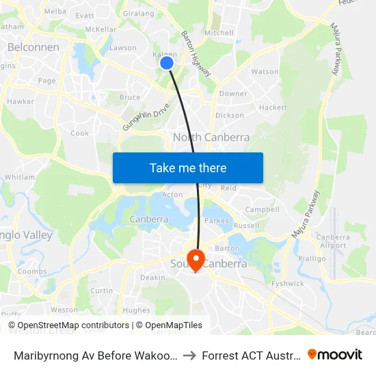Maribyrnong Av Before Wakool Cct to Forrest ACT Australia map
