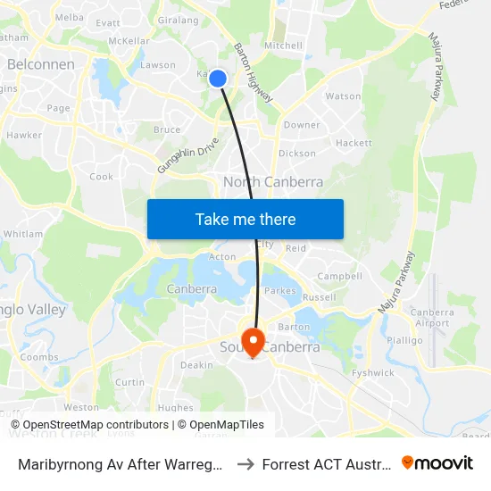 Maribyrnong Av After Warrego Cct to Forrest ACT Australia map