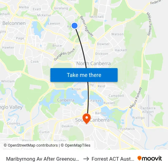 Maribyrnong Av After Greenough Cct to Forrest ACT Australia map