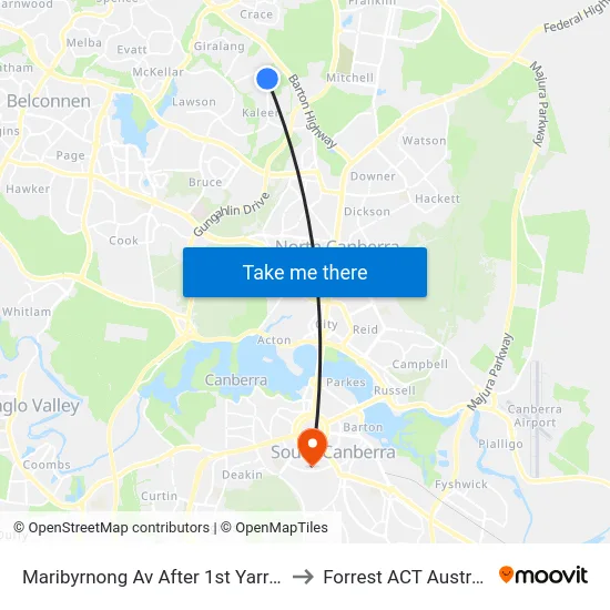Maribyrnong Av After 1st Yarra St to Forrest ACT Australia map