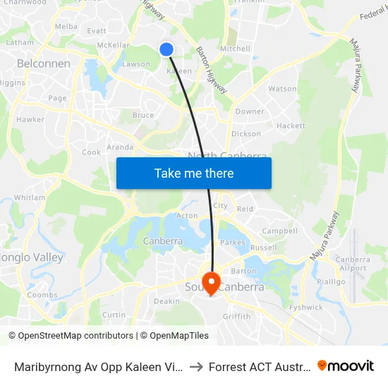 Maribyrnong Av Opp Kaleen Village to Forrest ACT Australia map