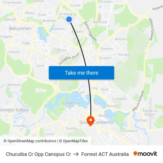 Chuculba Cr Opp Canopus Cr to Forrest ACT Australia map