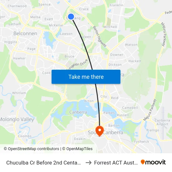 Chuculba Cr Before 2nd Centaurus St to Forrest ACT Australia map