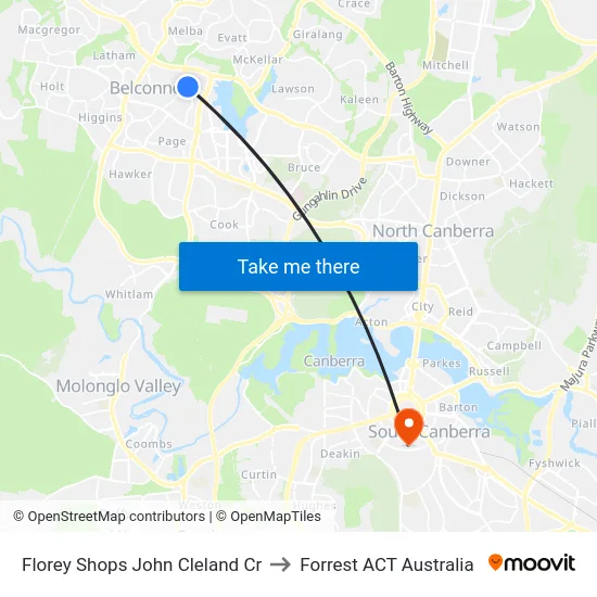 Florey Shops John Cleland Cr to Forrest ACT Australia map