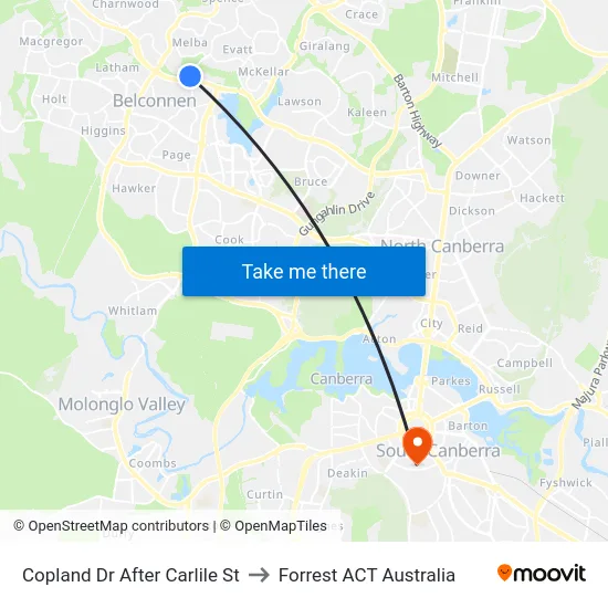 Copland Dr After Carlile St to Forrest ACT Australia map
