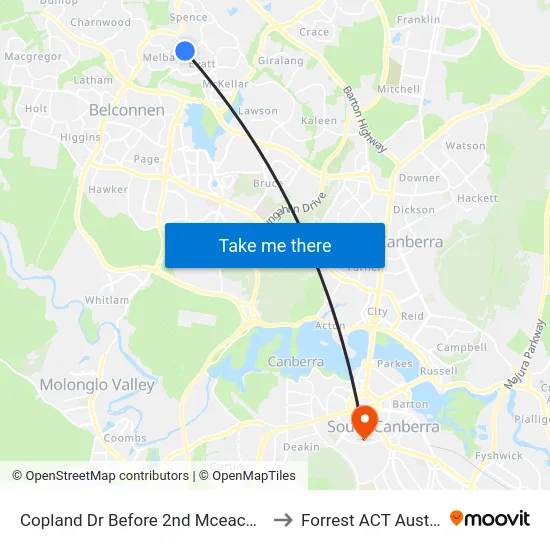 Copland Dr Before 2nd Mceachern Cr to Forrest ACT Australia map