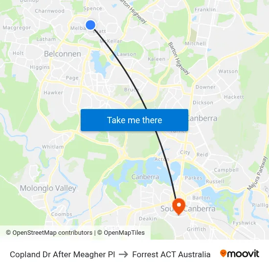 Copland Dr After Meagher Pl to Forrest ACT Australia map