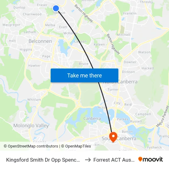 Kingsford Smith Dr Opp Spence Shops to Forrest ACT Australia map