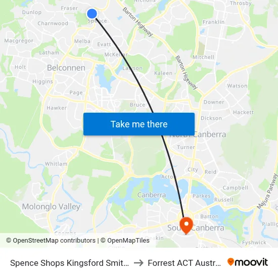 Spence Shops Kingsford Smith Dr to Forrest ACT Australia map