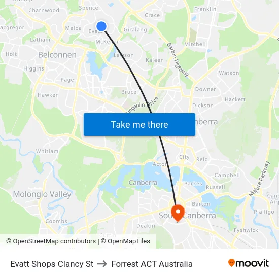 Evatt Shops Clancy St to Forrest ACT Australia map