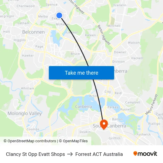 Clancy St Opp Evatt Shops to Forrest ACT Australia map