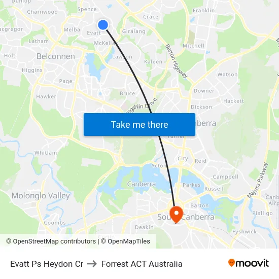 Evatt Ps Heydon Cr to Forrest ACT Australia map