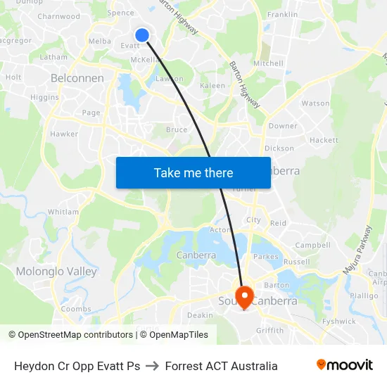 Heydon Cr Opp Evatt Ps to Forrest ACT Australia map