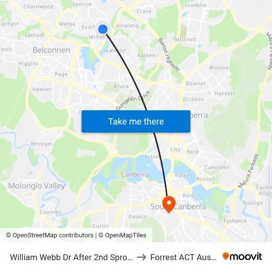 William Webb Dr After 2nd Sproule Cct to Forrest ACT Australia map