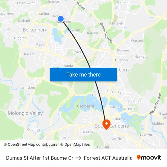 Dumas St After 1st Baume Cr to Forrest ACT Australia map