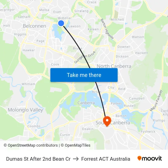 Dumas St After 2nd Bean Cr to Forrest ACT Australia map