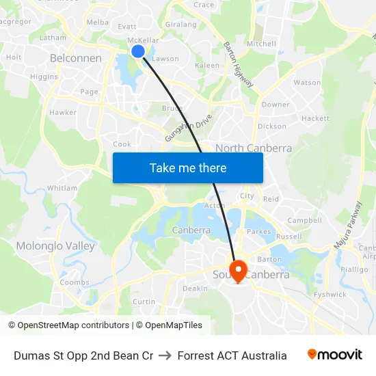 Dumas St Opp 2nd Bean Cr to Forrest ACT Australia map
