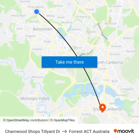 Charnwood Shops Tillyard Dr to Forrest ACT Australia map