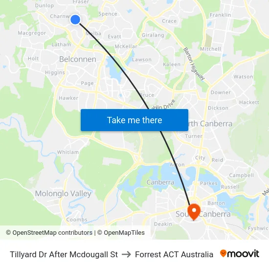 Tillyard Dr After Mcdougall St to Forrest ACT Australia map