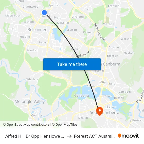 Alfred Hill Dr Opp Henslowe Pl to Forrest ACT Australia map