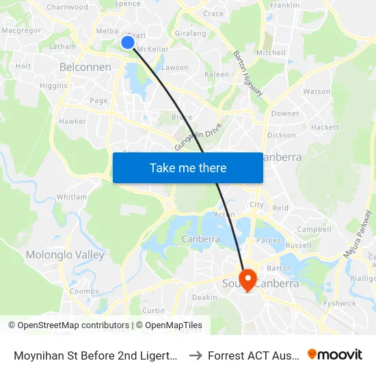 Moynihan St Before 2nd Ligertwood St to Forrest ACT Australia map