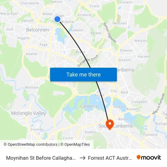 Moynihan St Before Callaghan St to Forrest ACT Australia map