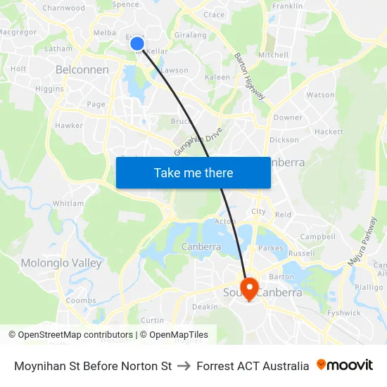 Moynihan St Before Norton St to Forrest ACT Australia map