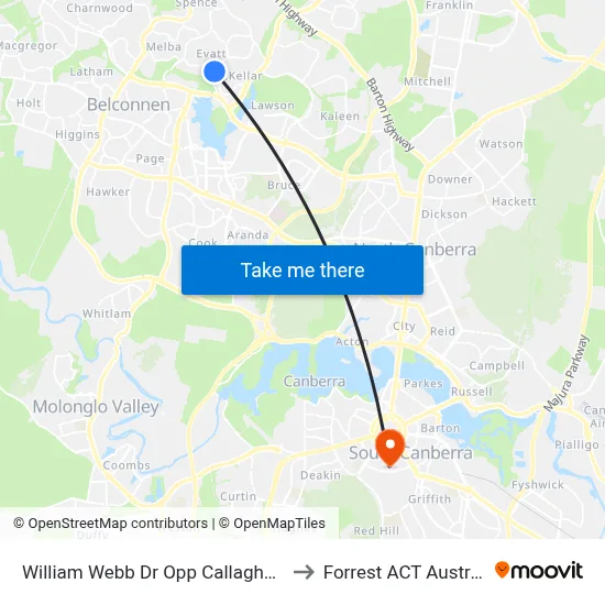William Webb Dr Opp Callaghan St to Forrest ACT Australia map