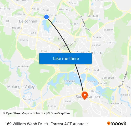 169 William Webb Dr to Forrest ACT Australia map