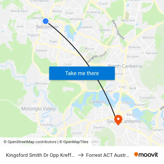 Kingsford Smith Dr Opp Krefft St to Forrest ACT Australia map
