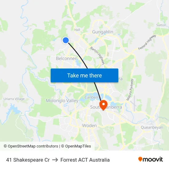 41 Shakespeare Cr to Forrest ACT Australia map