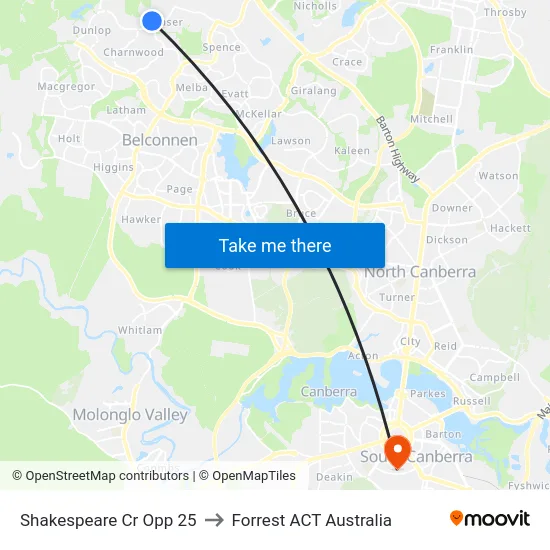 Shakespeare Cr Opp 25 to Forrest ACT Australia map