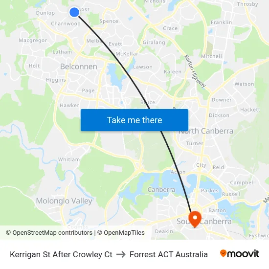 Kerrigan St After Crowley Ct to Forrest ACT Australia map