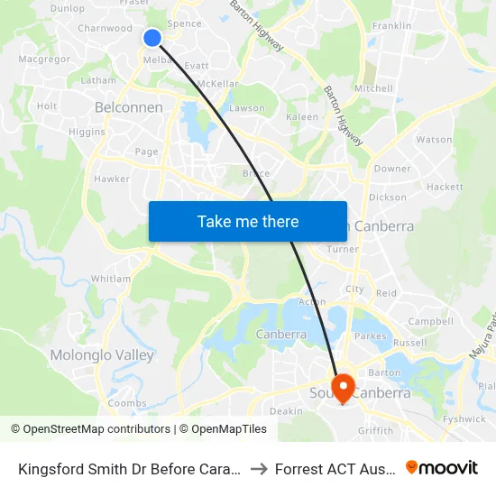 Kingsford Smith Dr Before Carandini St to Forrest ACT Australia map
