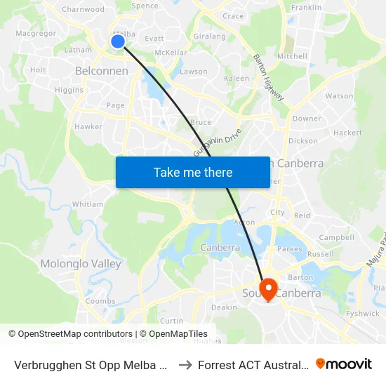 Verbrugghen St Opp Melba Hs to Forrest ACT Australia map