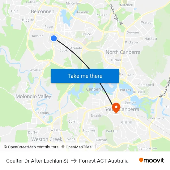 Coulter Dr After Lachlan St to Forrest ACT Australia map